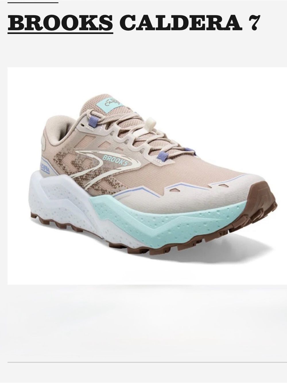 Brooks Caldera 7 Women Trail Shoe Beige Mint Brown COLOR Chateau Grey/White Sz 9